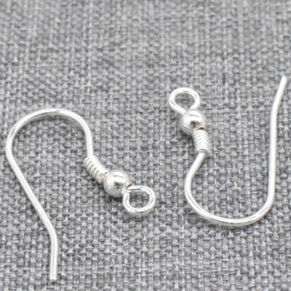 1 Pair Sterling Silver Coiled Earring Wires with Beads 925 Silver Ear Hooks - Picture 3 of 4